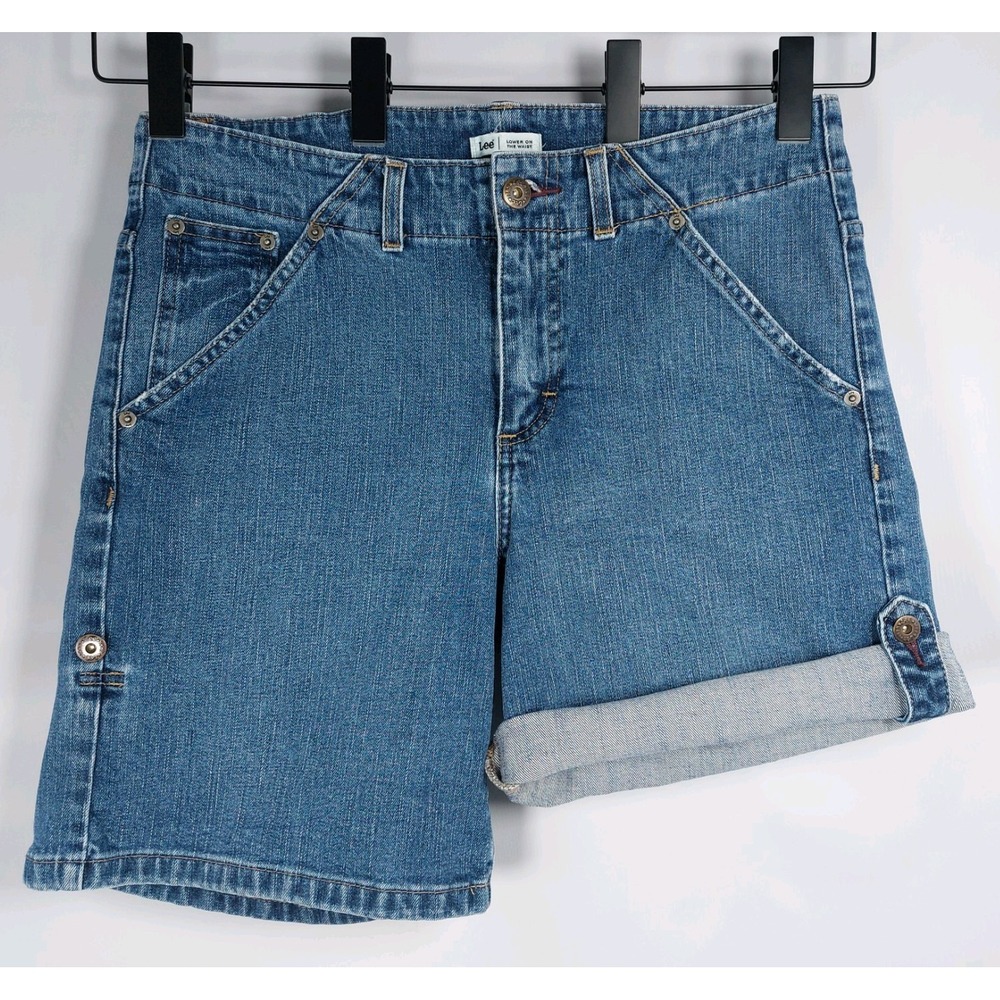 Lee Lower on the Waist Denim Adjustable Length Shorts Womens 12 Med Blue